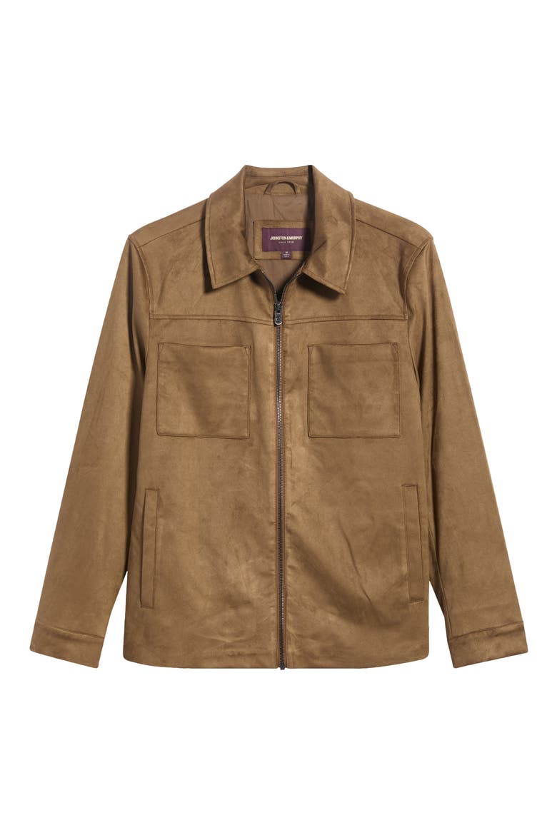 Bardwell Faux Suede Zip Jacket, Main, color, CAMEL FAUX SUEDE