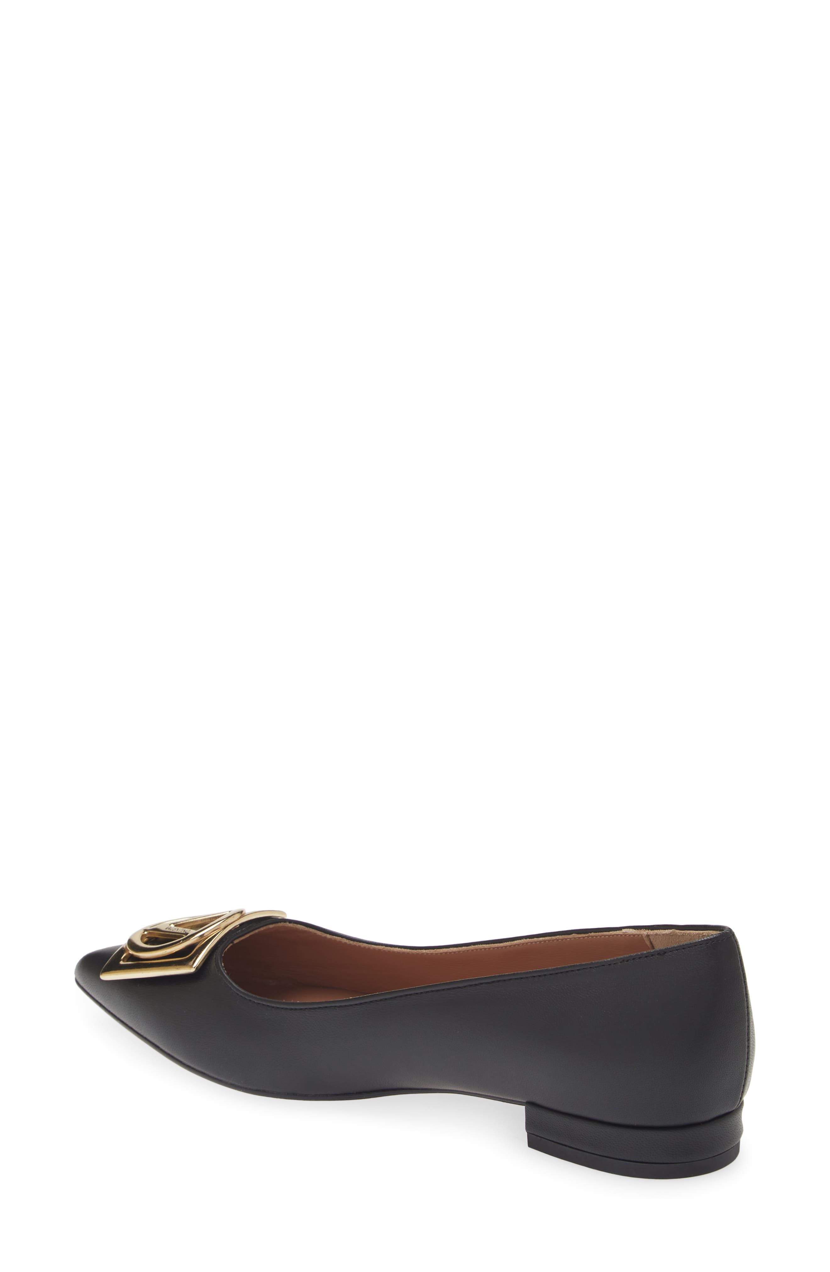 VALENTINO BY MARIO VALENTINO Flora Logo Buckle Pointed Toe Flat, Alternate, color, 