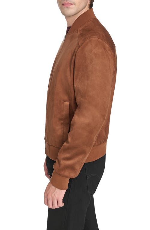 Cole Haan Signature Faux Suede Bomber Jacket In Brown