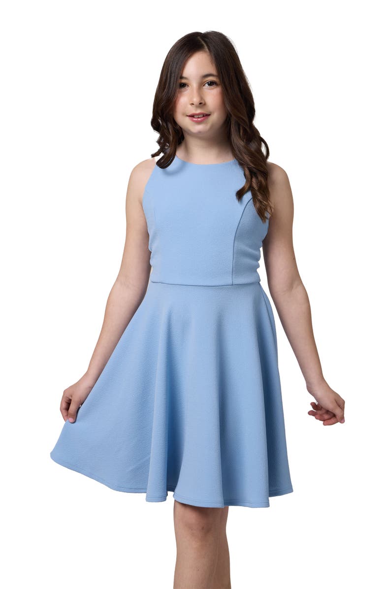 Un Deux Trois Textured Racerback Dress in Longer Length, Main, color, Light Blue