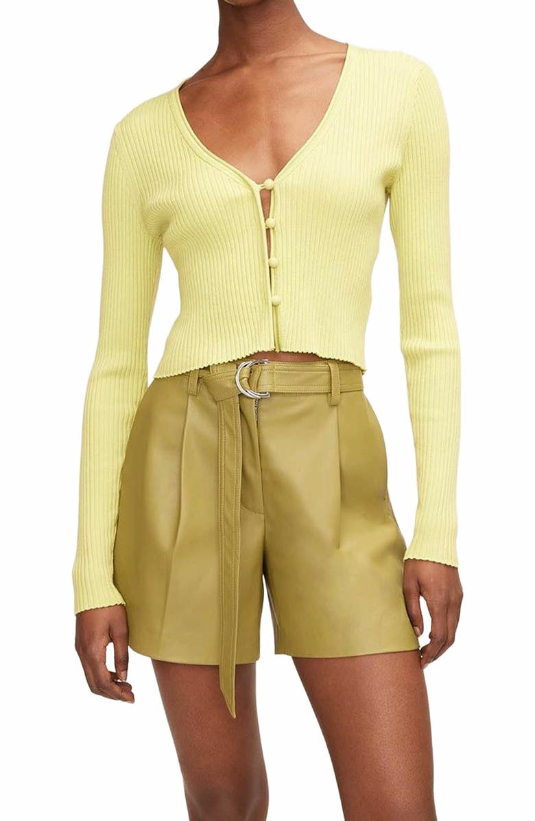 Rebecca Taylor Vegan Leather Belted Short, Main, color, Manzanilla