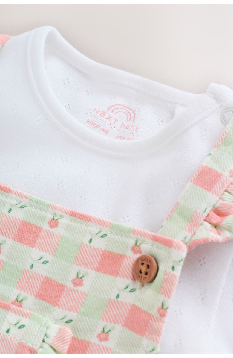 NEXT Pastel Gingham Frill Romper & Bodysuit Set, Alternate, color, Pink