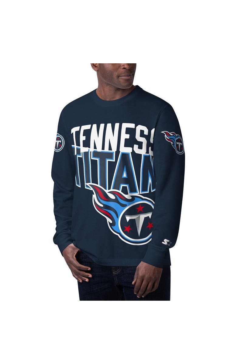 STARTER Men's Starter Navy Tennessee Titans Clutch Hit Long Sleeve T-Shirt, Main, color, Navy