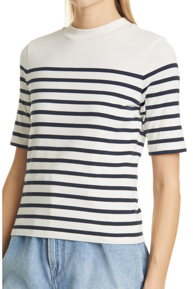 Mariner Stripe Short Sleeve Sweater, Alternate, color, BLANC MULTI