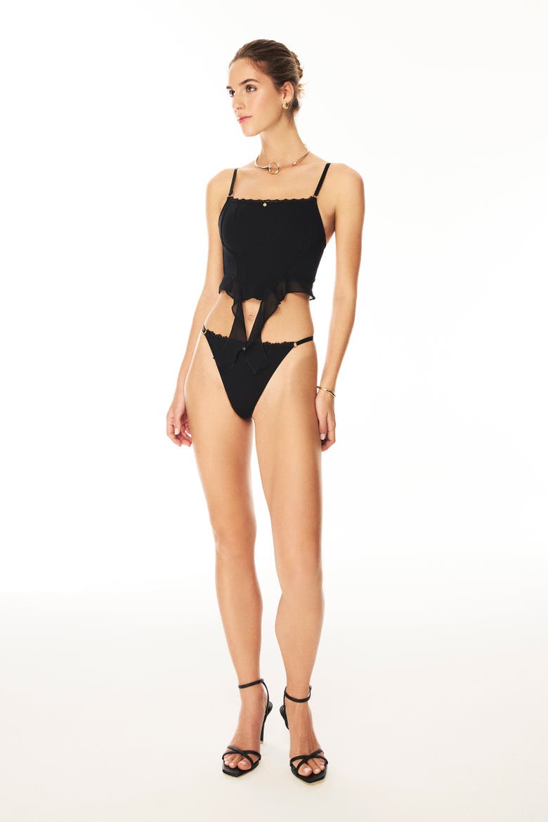 Bianca Microfiber Thong, Alternate, color, Black