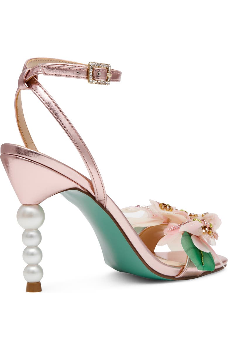Betsey Johnson Kasie Beade Flower Ankle Strap Sandal, Alternate, color, Light Pink