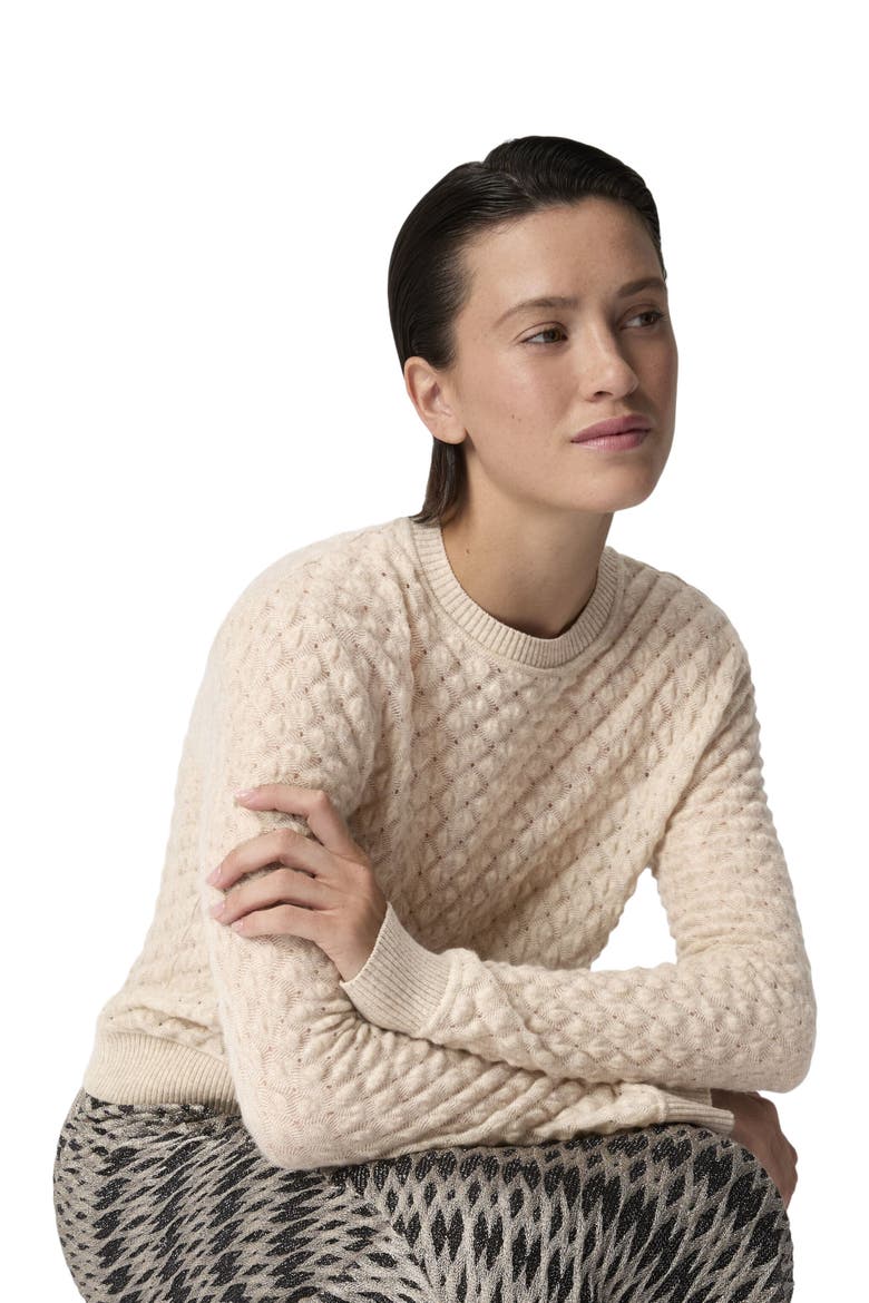 Crew-neck Cashmere Pullover With Lace Motif, Alternate, color, Beige