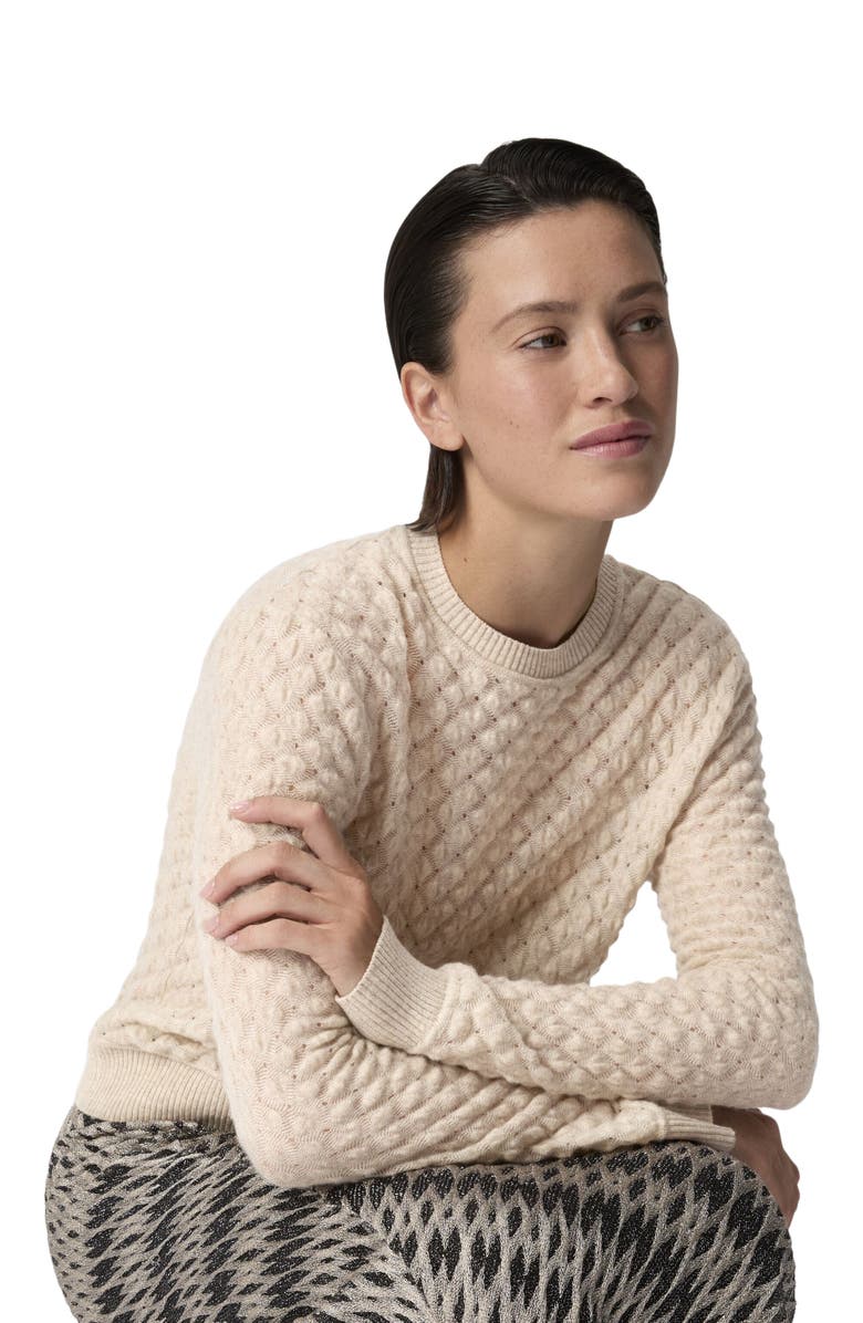 Missoni Cashmere Crewneck Sweater With Lace Pattern, Alternate, color, Beige