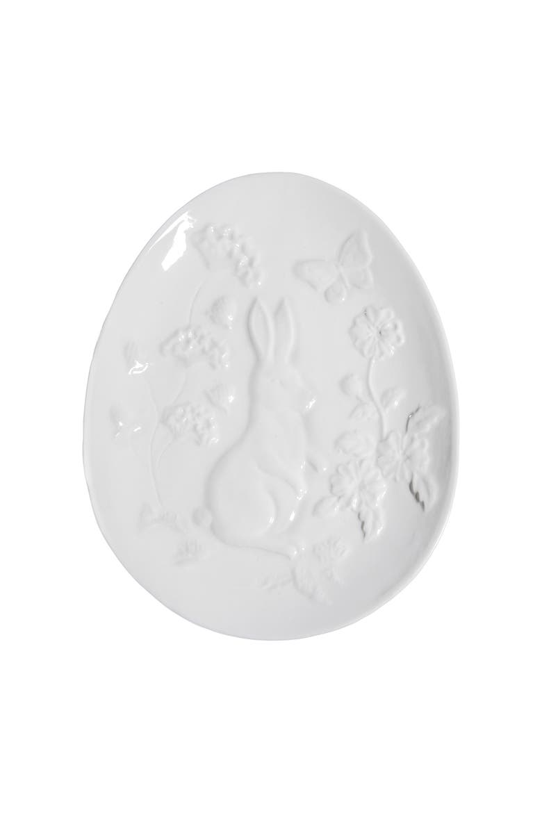 White Rabbit Toile Shaped Plate, Main, color, White