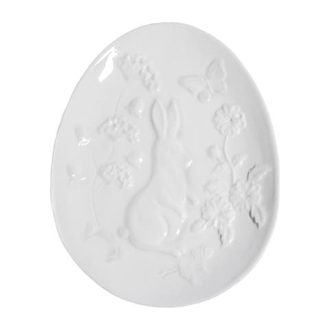 White Rabbit Toile Shaped Plate