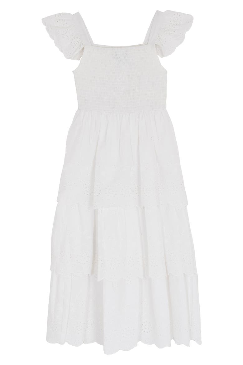 Kids' Cotton Eyelet Smocked Sundress, Alternate, color, WHITE
