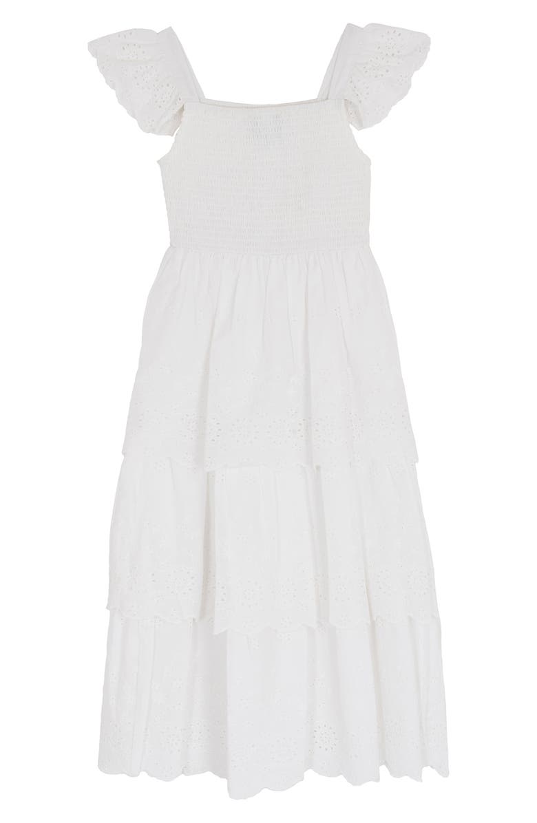 Rare Editions Kids' Cotton Eyelet Smocked Sundress, Alternate, color, White