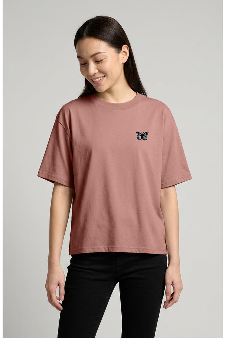 Butterfly Relaxed Midweight Jersey Tee, Alternate, color, Hazy Pink