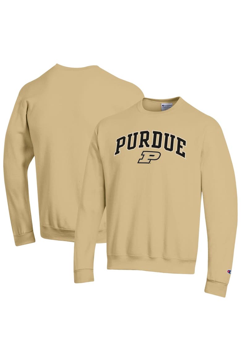 Men's Champion  Gold Purdue Boilermakers Arch Over Logo Pullover Sweatshirt, Alternate, color, Gold
