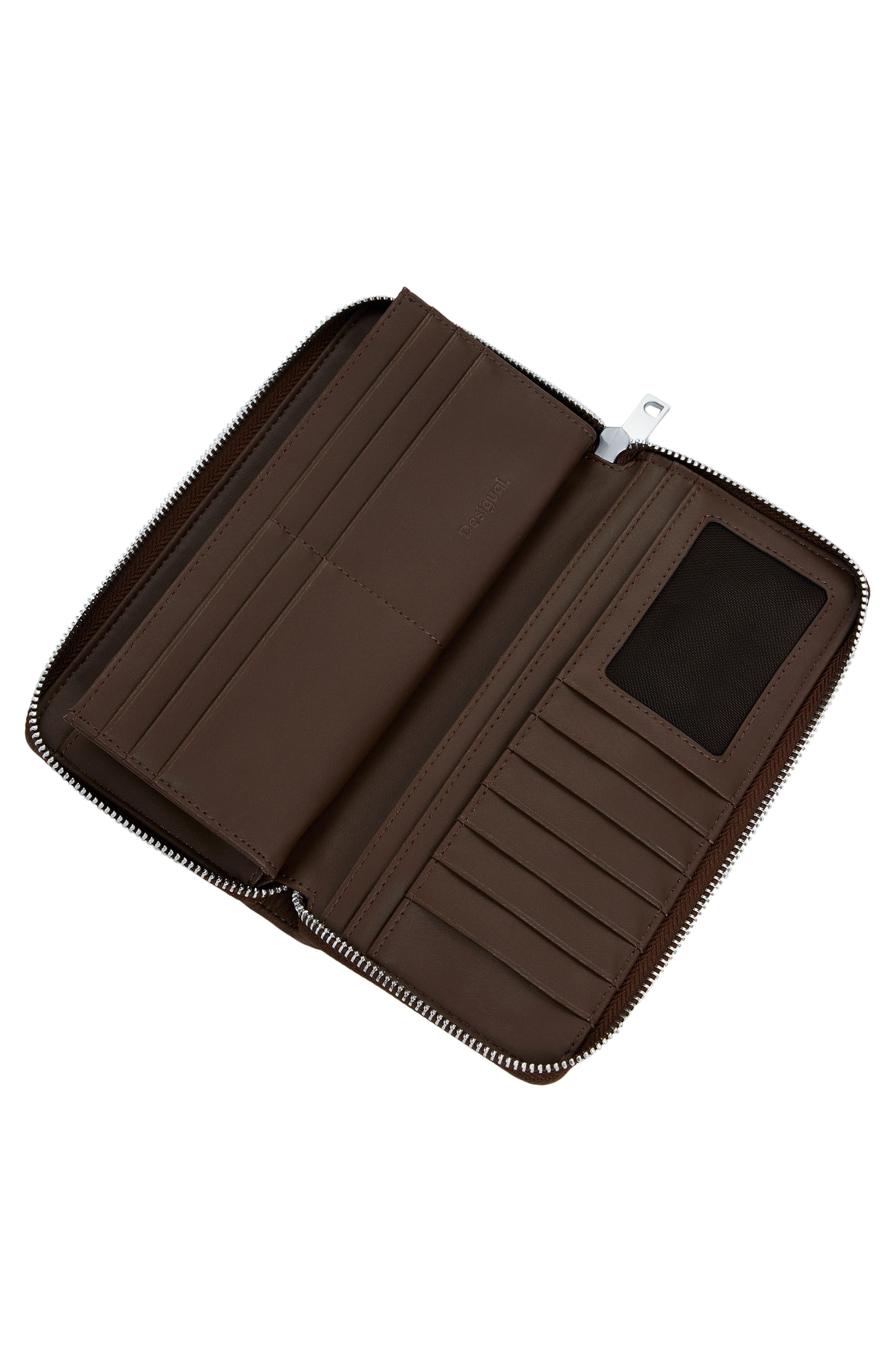 Long Studded Wallet, Alternate, color, DARK BROWN