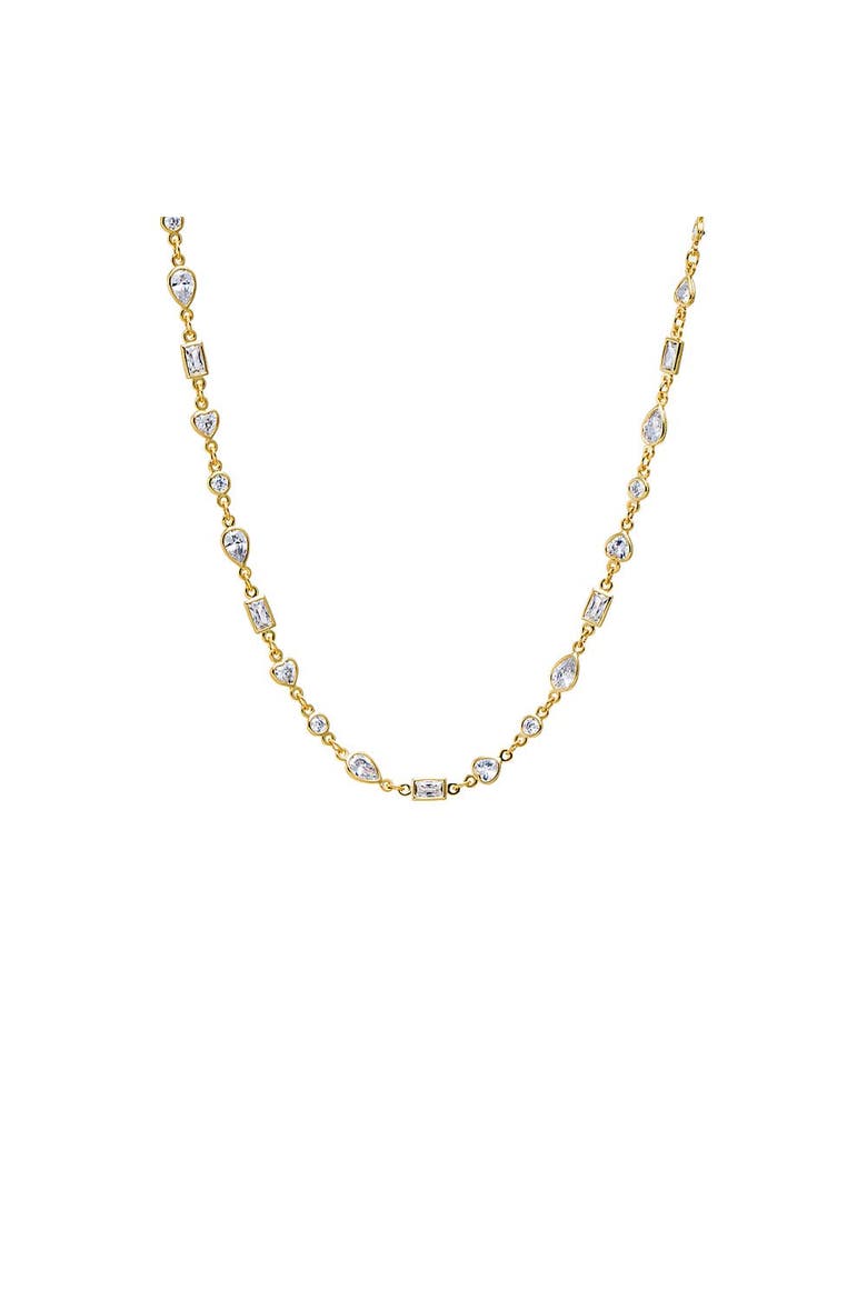Colored CZ Multishape Tennis Style Necklace, Main, color, Gold