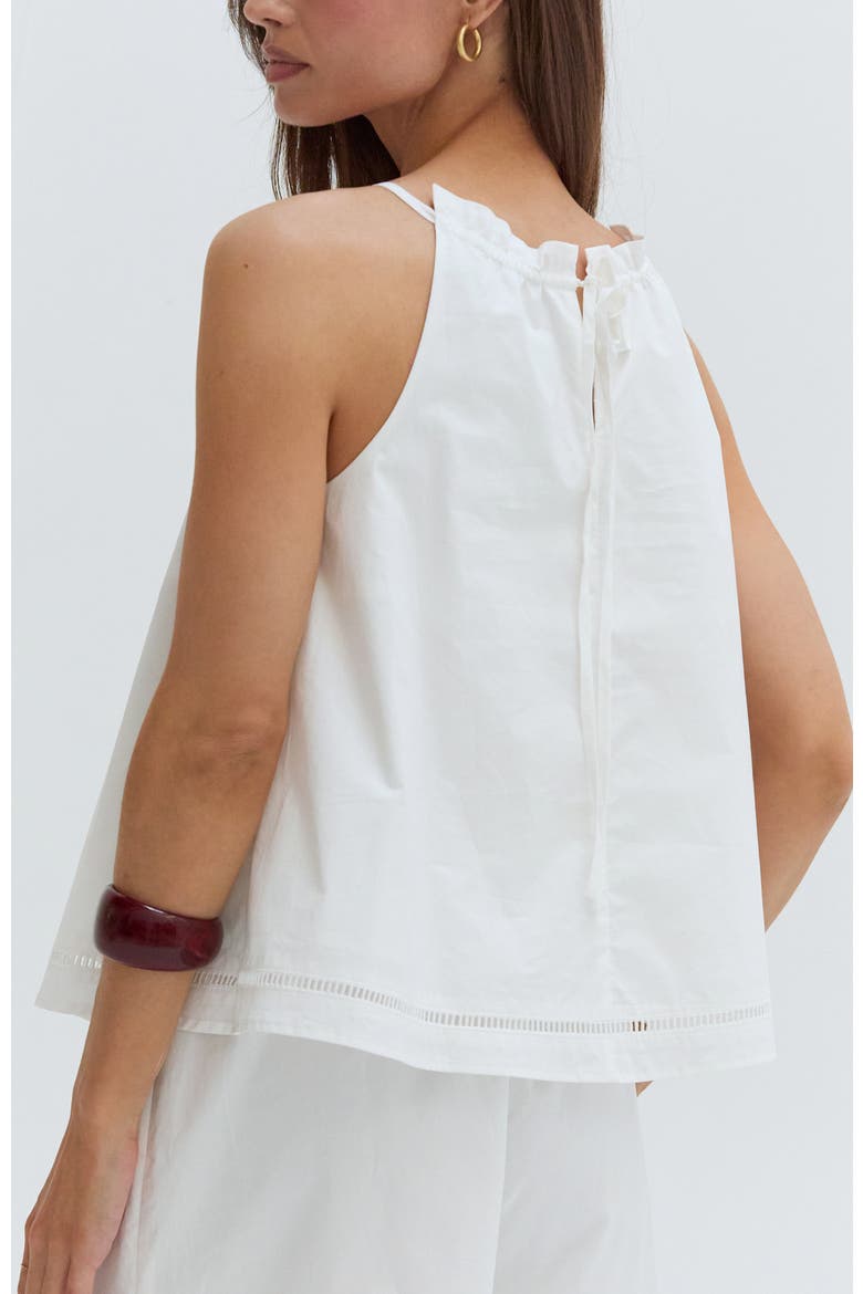 Poplin Lattice Trim Halter Top, Alternate, color, White
