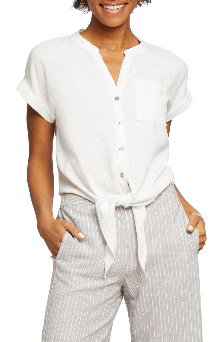 NIC+ZOE Tie It On Linen Blend Top, Main, color, 