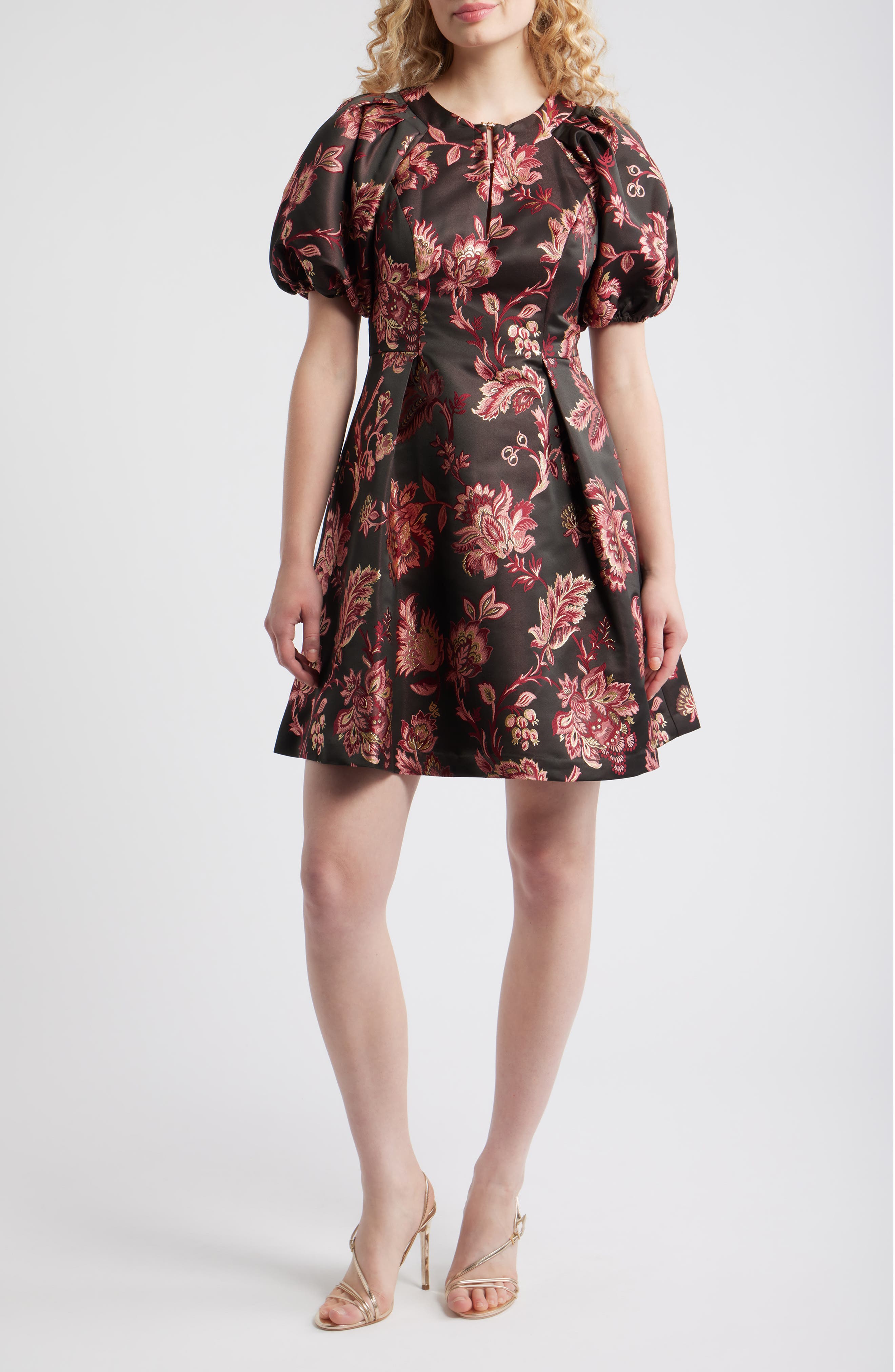 Floral Jacquard Fit & Flare Dress