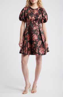Floral Jacquard Fit & Flare Dress