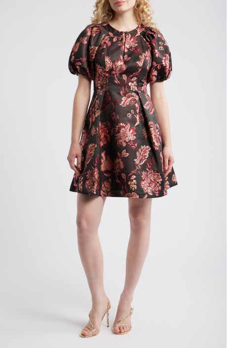 Floral Jacquard Fit & Flare Dress