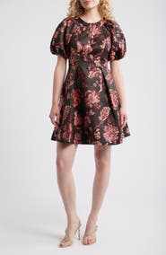Vince Camuto Floral Jacquard Fit & Flare Dress