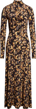 Ulla Johnson Koa Allover Print Long Sleeve Jersey Dress
