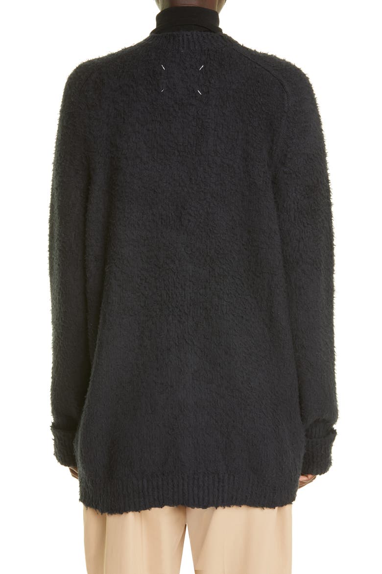 Oversize Cotton Blend Cardigan, Alternate, color, BLACK