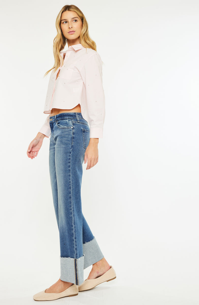 KanCan Sierra Mid Rise Wide Leg Jeans, Alternate, color, Dark Wash