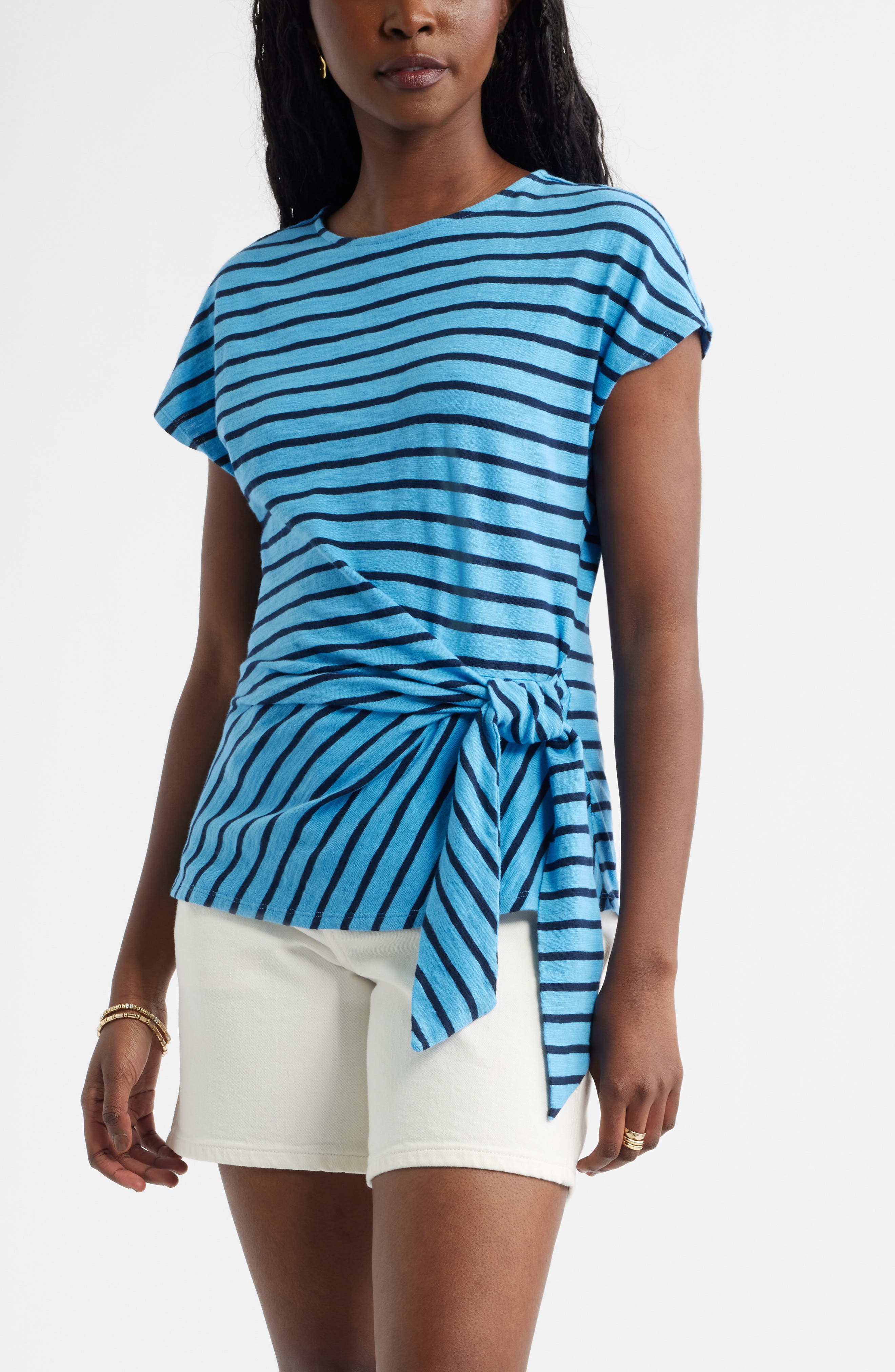 Drop Shoulder Tie Front Top - image 5