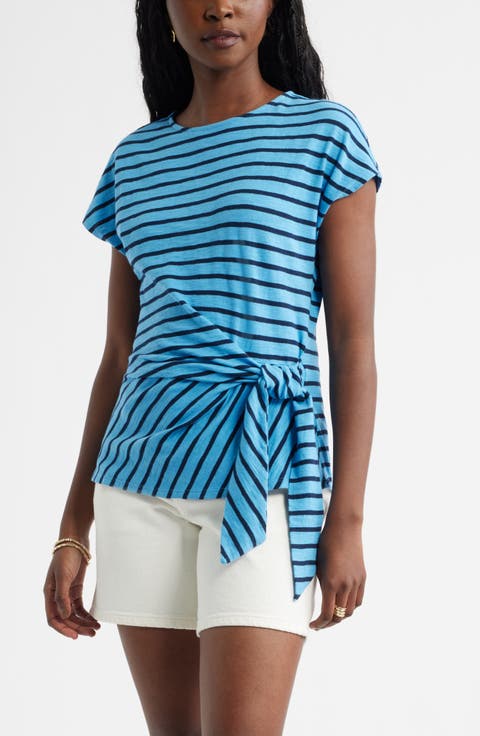 Drop Shoulder Tie Front Top