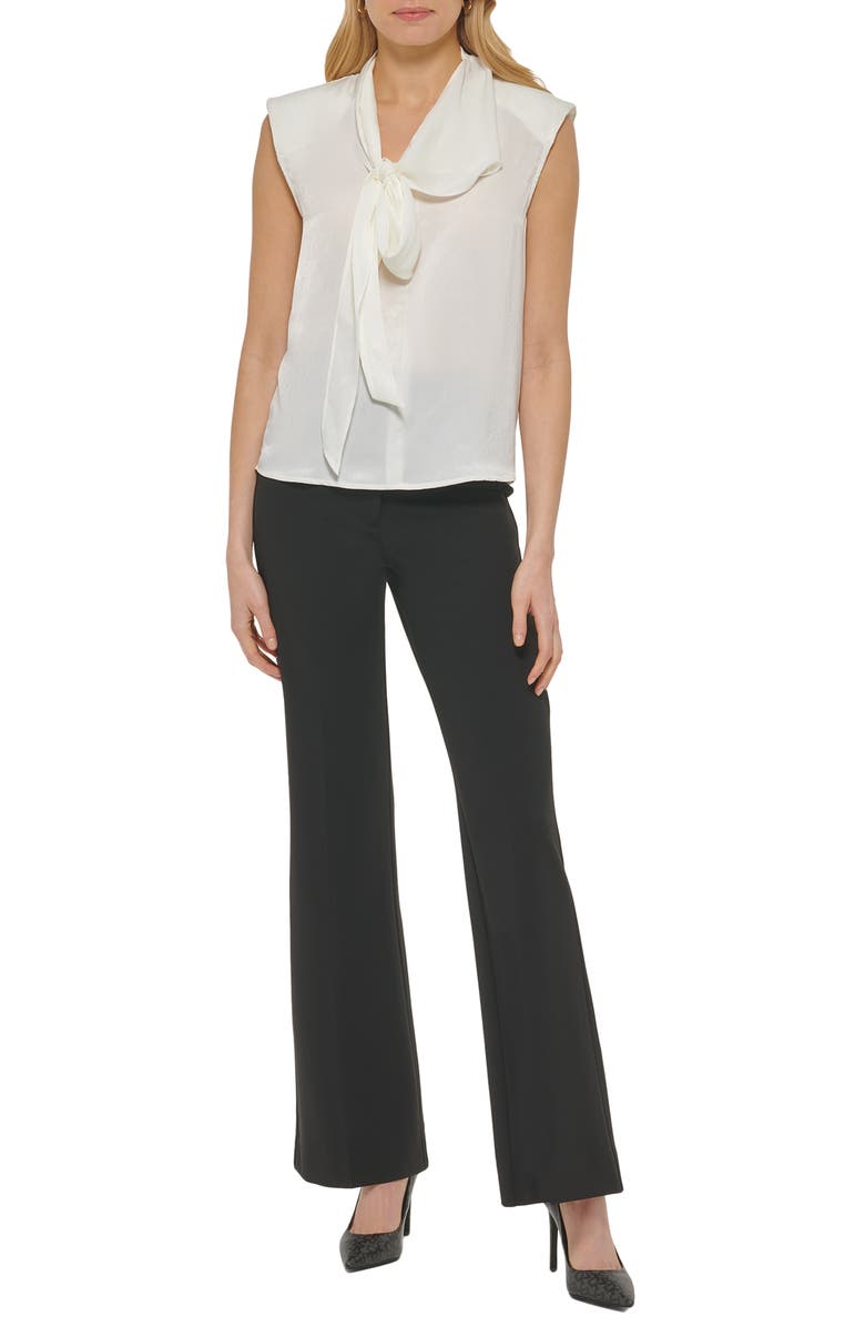 DKNY Tie V-Neck Blouse, Alternate, color, 