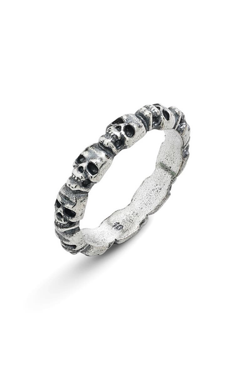 Men's Sterling Silver Mini Skull Head Ring, Main, color, SILVER
