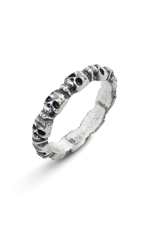 Men's Sterling Silver Mini Skull Head Ring