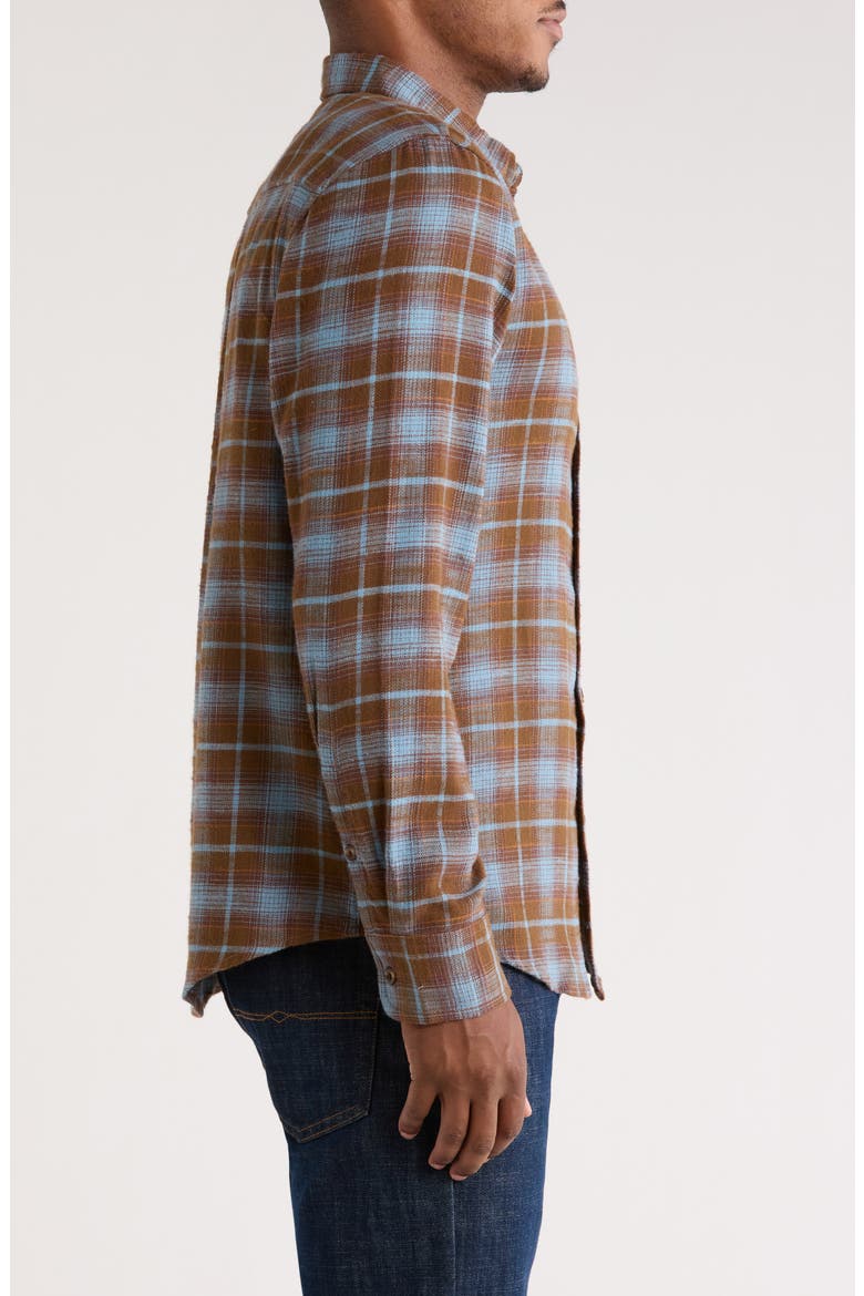 Ombré Check Slub Cotton Flannel Button-Up Shirt, Alternate, color, BROWN DESERT MILO PLAID