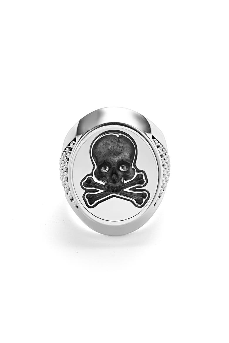 Men's Anthem Skull Wax Seal Signet Ring, Alternate, color, SILVER