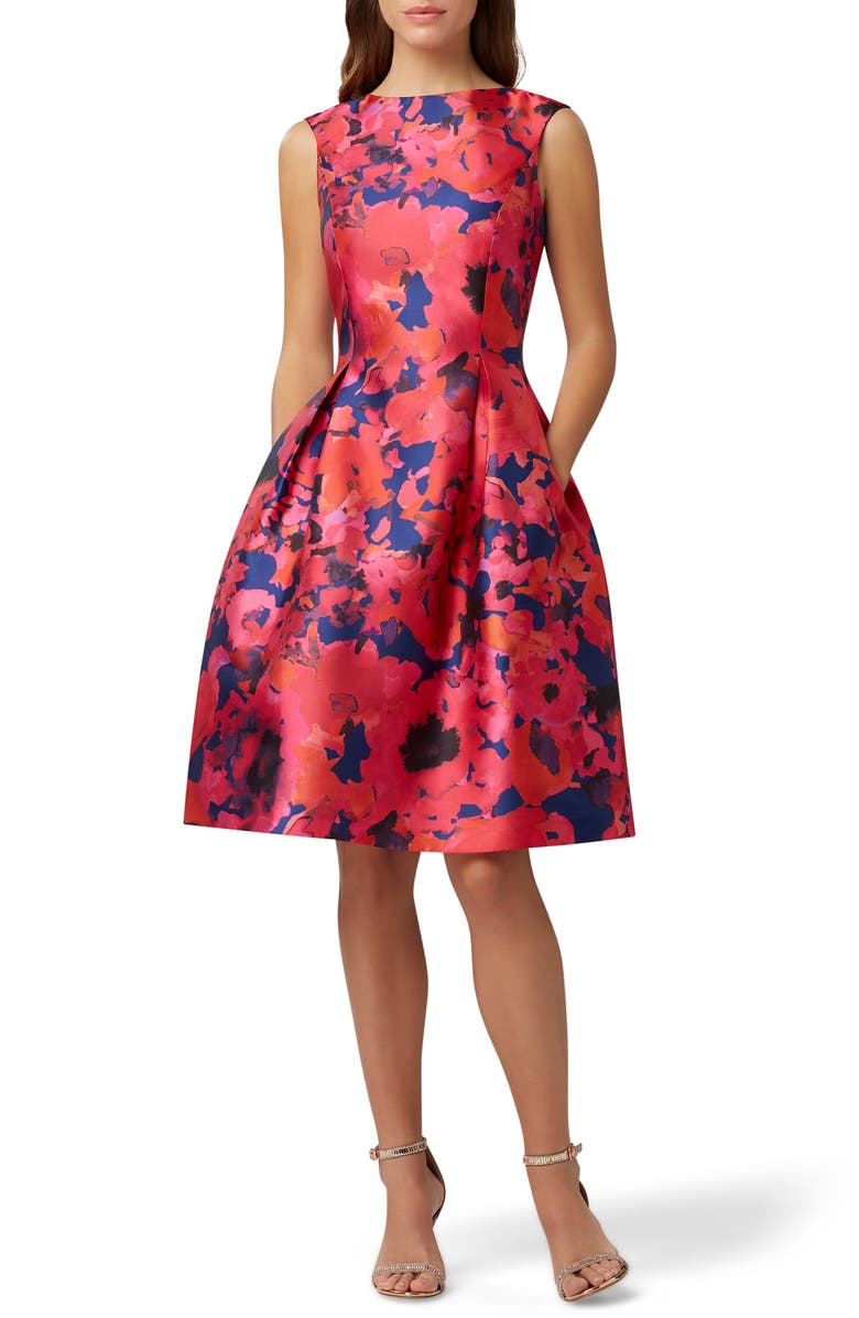 Tahari Mikado Fit & Flare Cocktail Dress, Main, color,