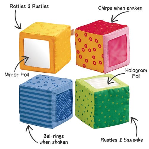 HABA HABA HAPPY QUARTETT SOFT BABY BLOCK SET EACH WITH A UNIQUE SOUND FOR AGES 6 MONTHS AND UP