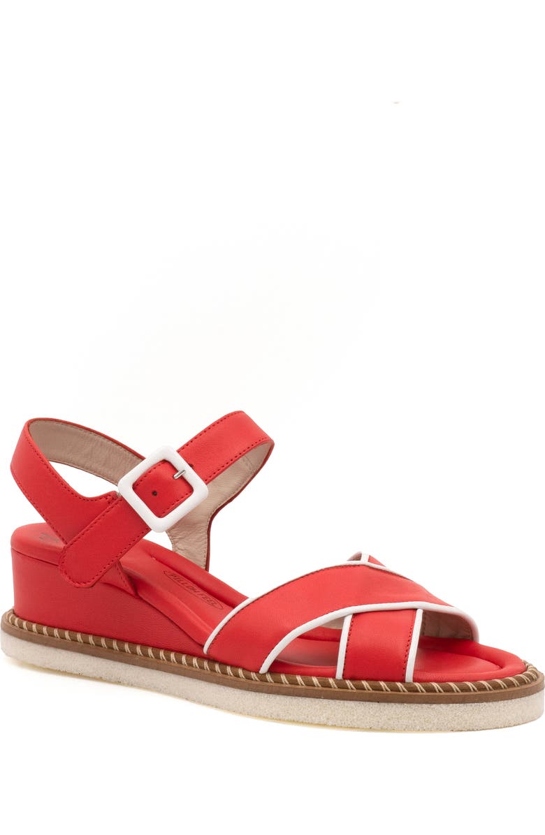 Amalfi by Rangoni Montecarlo Wedge Sandal, Main, color, Coral/ White Parma Combo