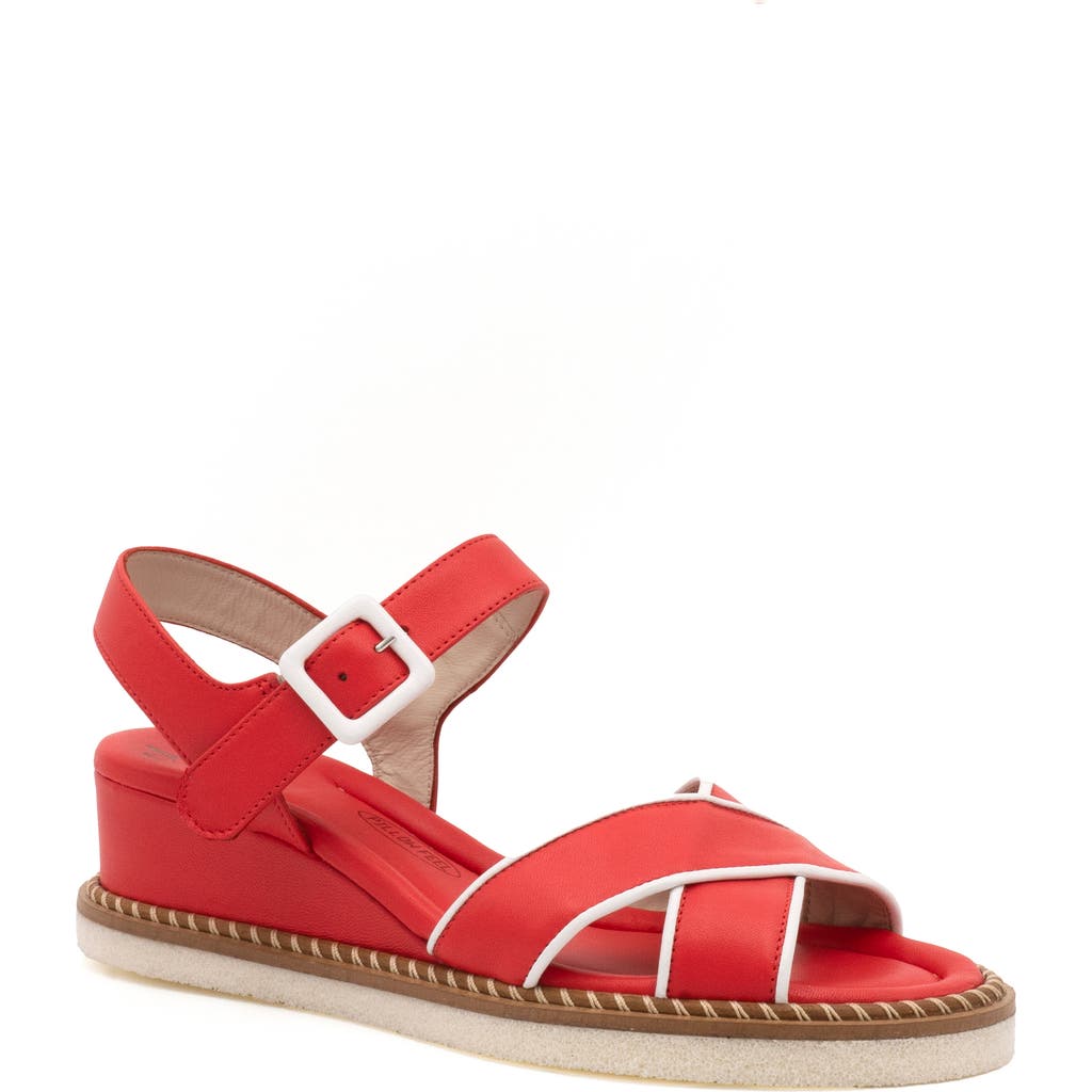 Amalfi By Rangoni Montecarlo Wedge Sandal In Coral/white Parma Combo