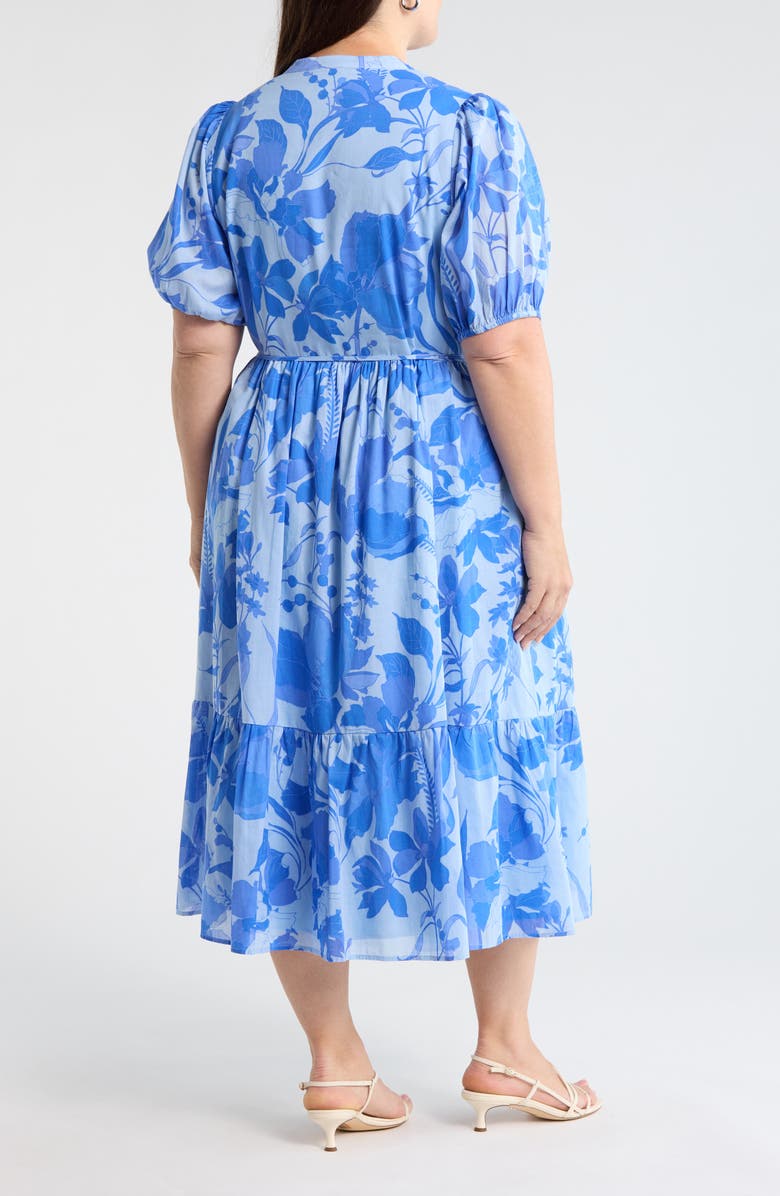 SUGARLIPS Beth Floral Button-Up Tiered Shirtdress, Alternate, color, Light-Blue-Multi