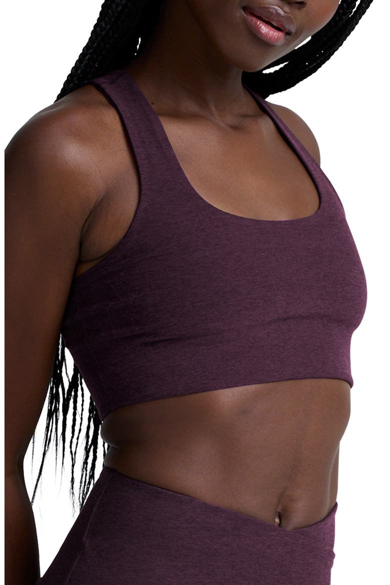 Space Dye Simplicity Racerback Sports Bra, Alternate, color, EGGPLANT PURPLE HEATHER