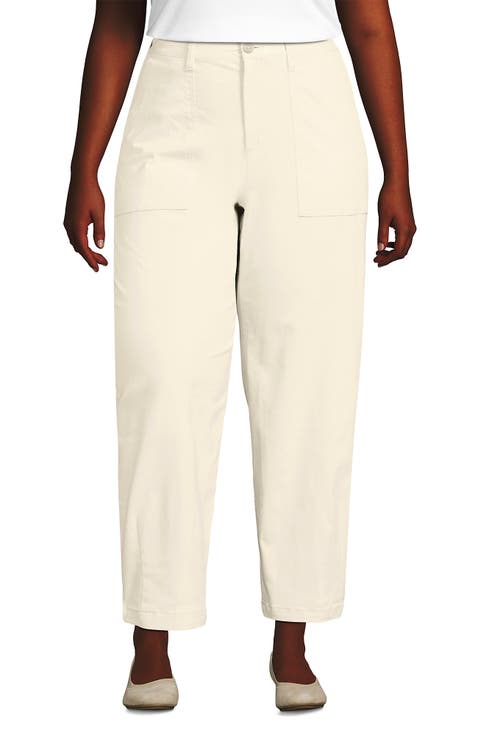 High Rise Barrel Leg Chino Pants