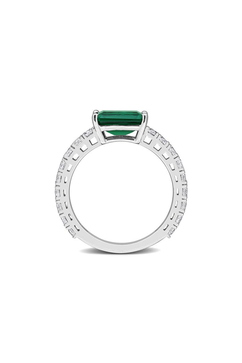 Lab Created Emerald-Cut Emerald Ring, Alternate, color, GREEN