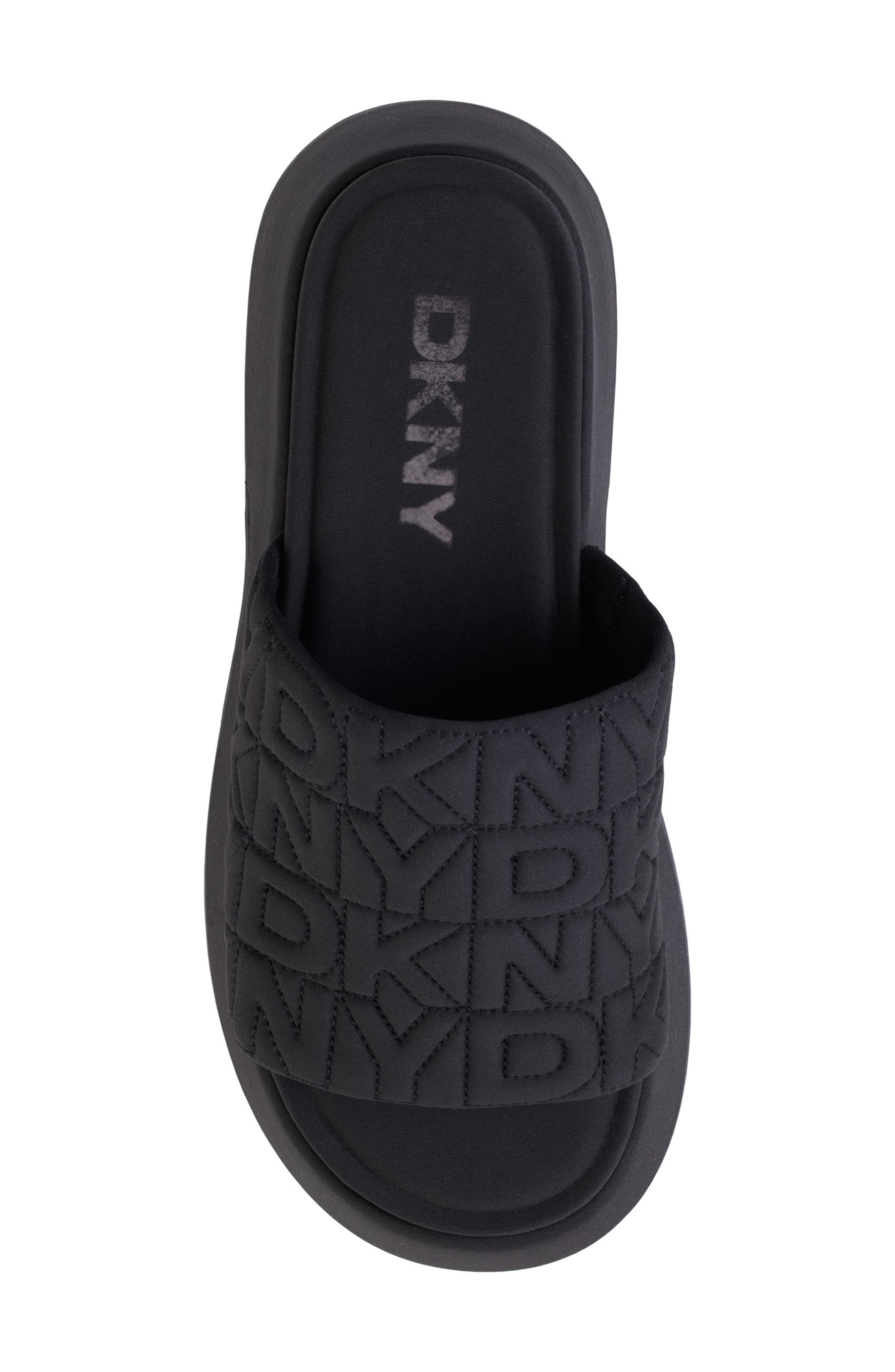 DKNY Logo Quilt Platform Sandal, Alternate, color, 