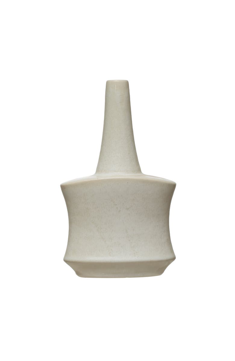 Storied Home Stoneware Vase with Reactive Glaze, Matte White, Main, color, White