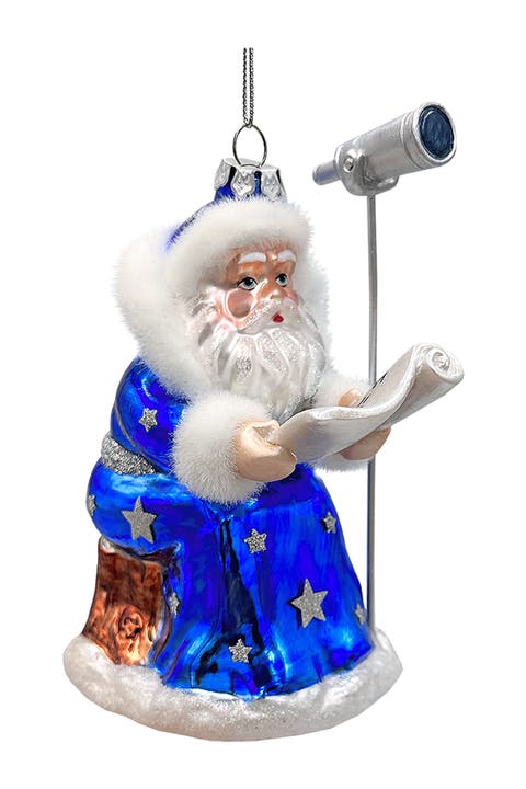 Santa The Astronomer Glass Ornament