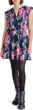 Steve Madden Floral Ruffle Trim Minidress