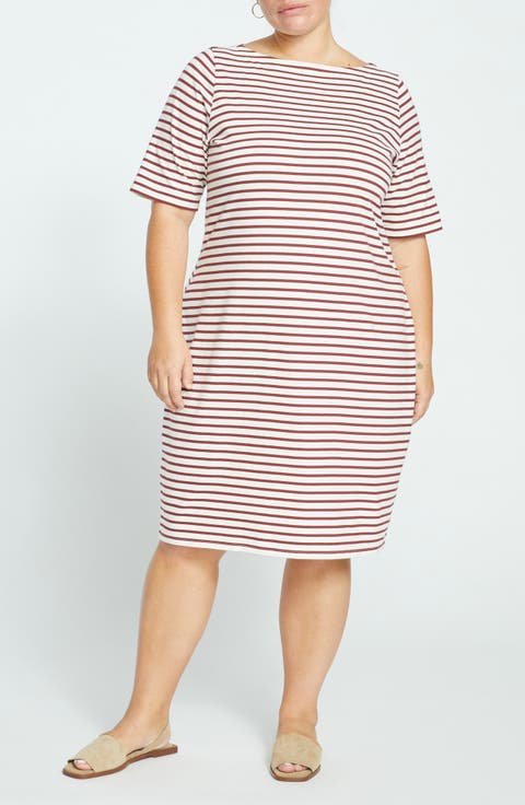 Belle Breton Stripe Cotton Jersey Dress (Regular & Plus)