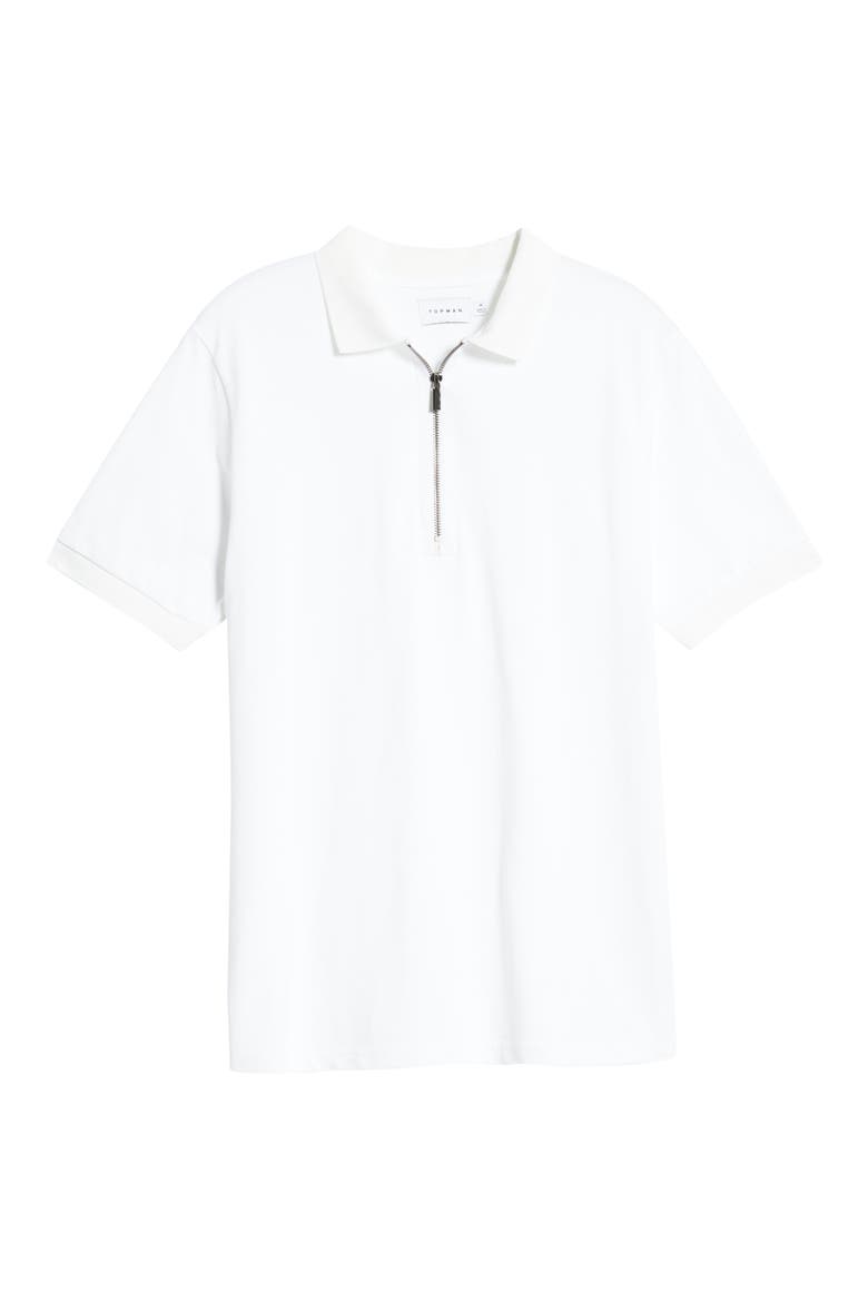 Tonal Cotton Zip Polo, Alternate, color, WHITE